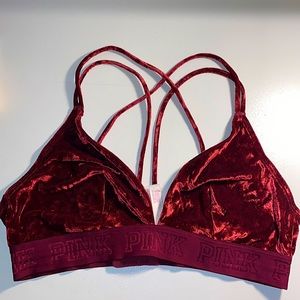 PINK Maroon Velour Bralette